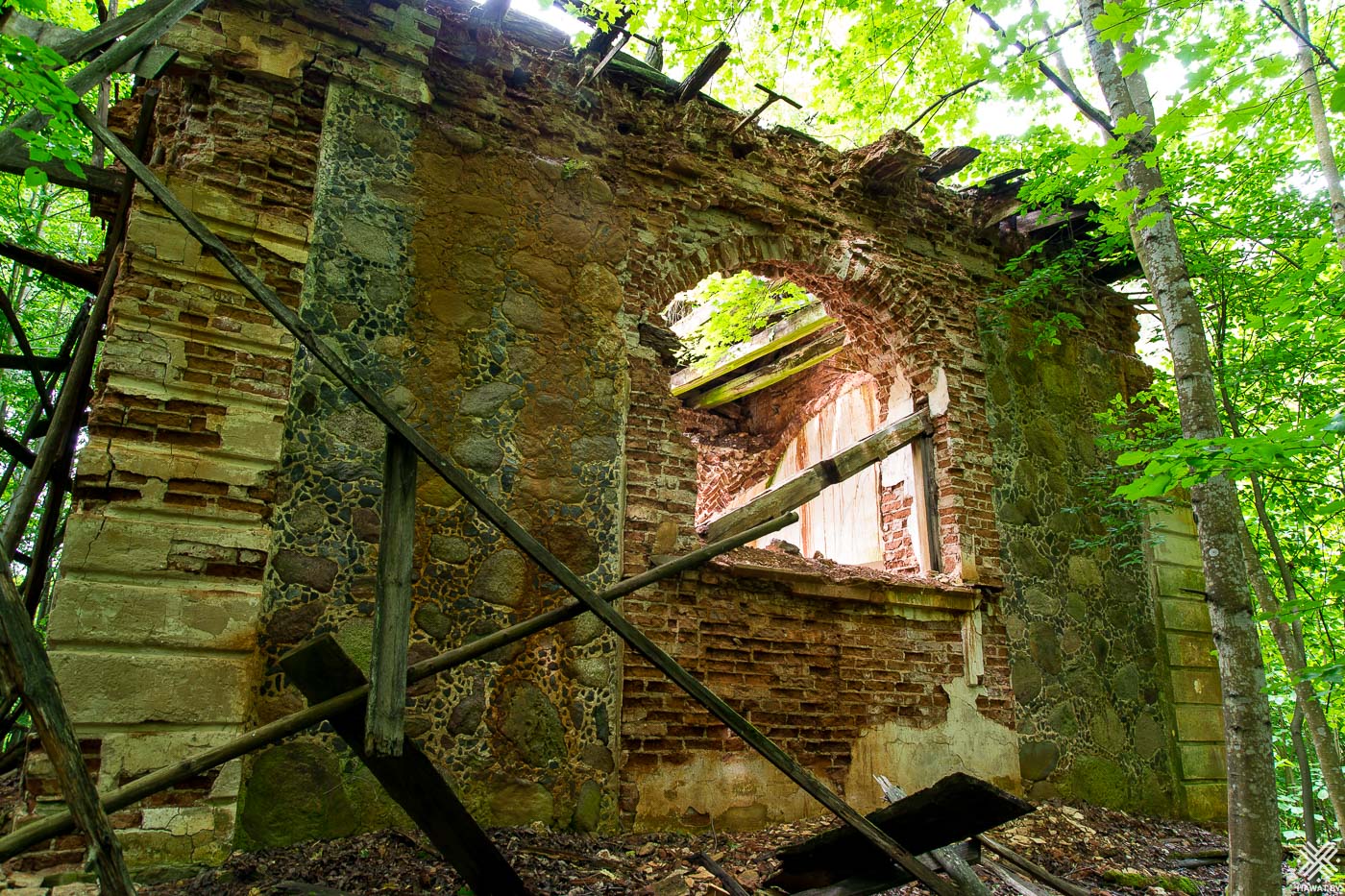 Развалины часовни-усыпальницы в деревне Маньковичи